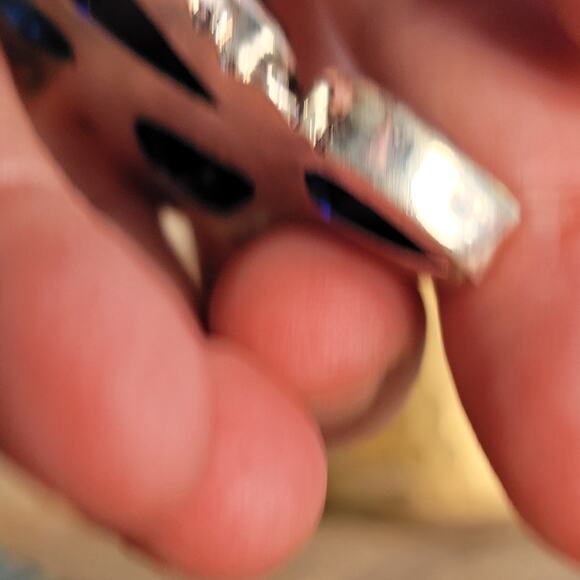 Deep Blue Sapphire and Sterling Silver Cross Pendant – Regal Elegance - Picture 4 of 10